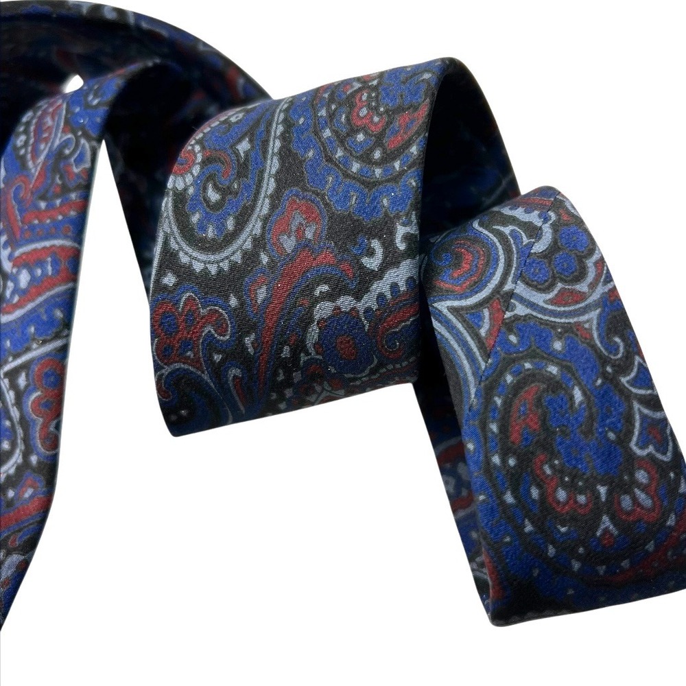 New Vintage Guy Laroche Couture Tie Men Silk Paisley Plum Luxury Paris Old Money - Picture 4 of 14